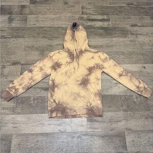 Men's Tie-Dye Hoodie in Cream and Brown